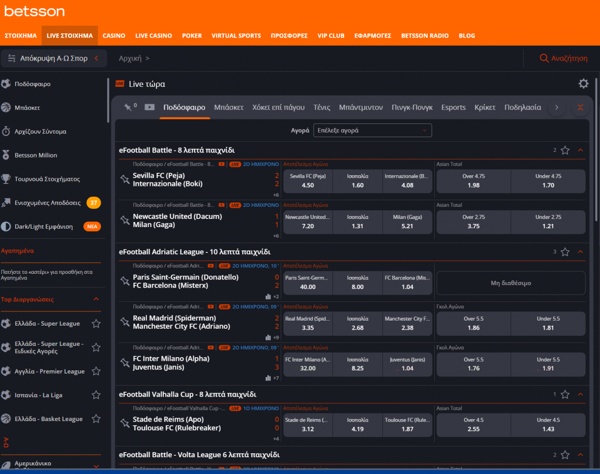 betsson ζωντανό στοίχημα, live στοίχημα, betsson Ποντάρισμα, στοίχημα