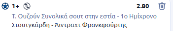 Στουτγκάρδη-Άιντραχτ Φρανκφούρτης, στοίχημα, προβλέψεις, προγνωστικά, ανάλυση, μπουντεσλίγκα